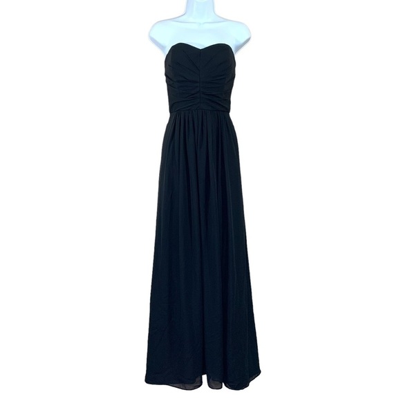 Size 8 Weddington Way Black Strapless Gown Dress Maxi Formal Event Chiffon - Picture 1 of 11